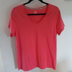 Hue Size XL Bright Pink V-Neck T-Shirt
